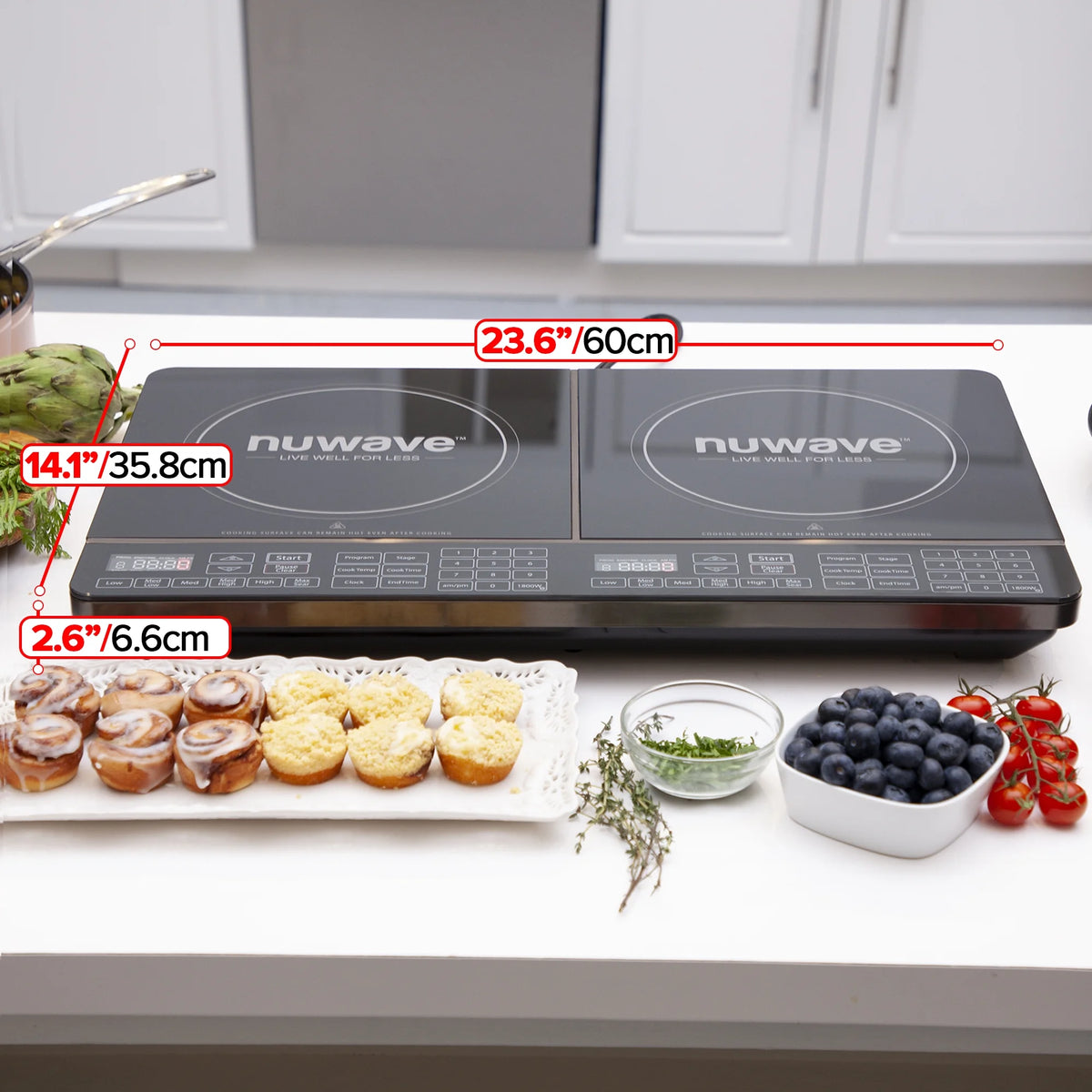 NuWave Electric Double Induction Cooktop 8 Portable Ultrathin with Sensor Touch Precision Induction Cooktop Burner, Home