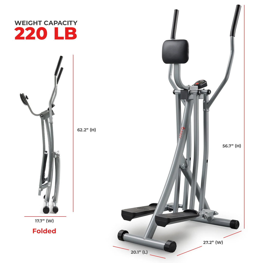 Sunny Health & Fitness Manual Air Walker Elliptical – 30″ Stride, Low Impact, Lightweight, Quiet with Free SunnyFit App