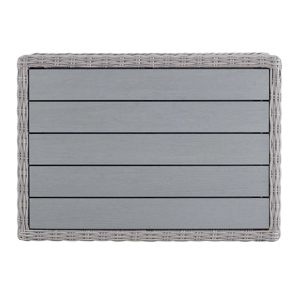 Modway Conway 45" Outdoor Patio Wicker Rattan Coffee Table in Light Gray