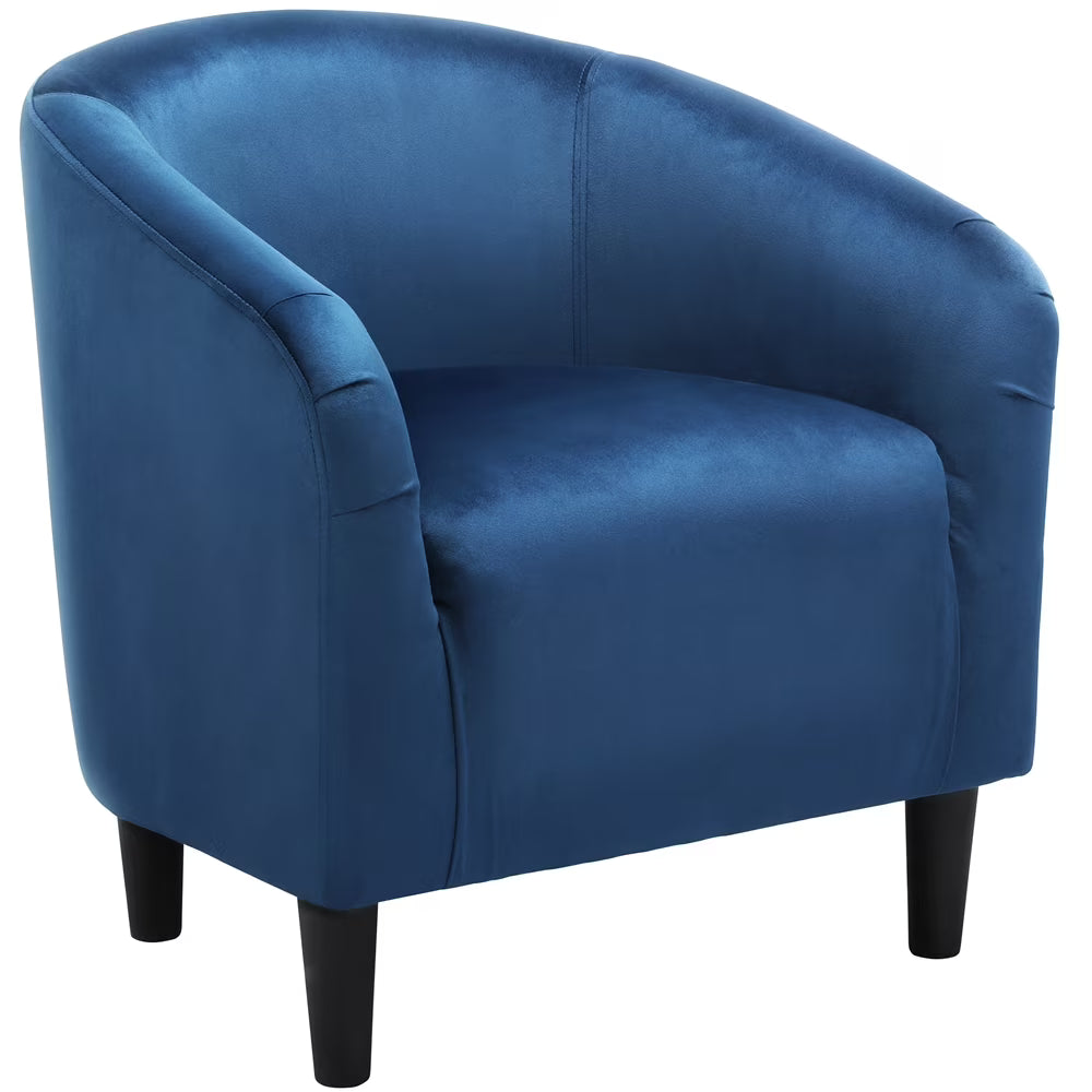 Alden Design Upholstered Barrel Accent Chair for Livingroom, Yellow Velvet