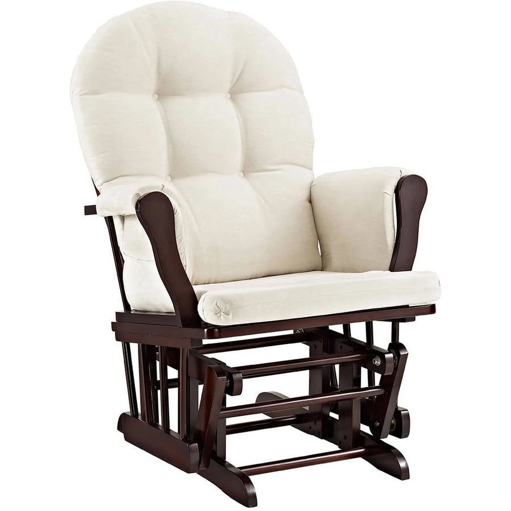 Angel Line Windsor Glider and Ottoman, Natural Finish with Gray Cushions