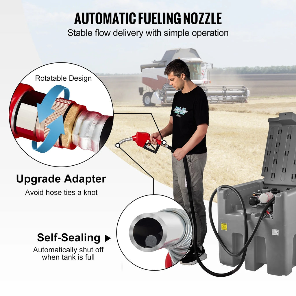 VEVOR Portable Diesel Tank, 116 Gallon Capacity & 10 GPM Flow Rate, Diesel Fuel Tank with 12V Electric Transfer Pump and 13.1ft Rubber Hose, PE Diesel Transfer Tank for Easy Fuel Transportation, Red