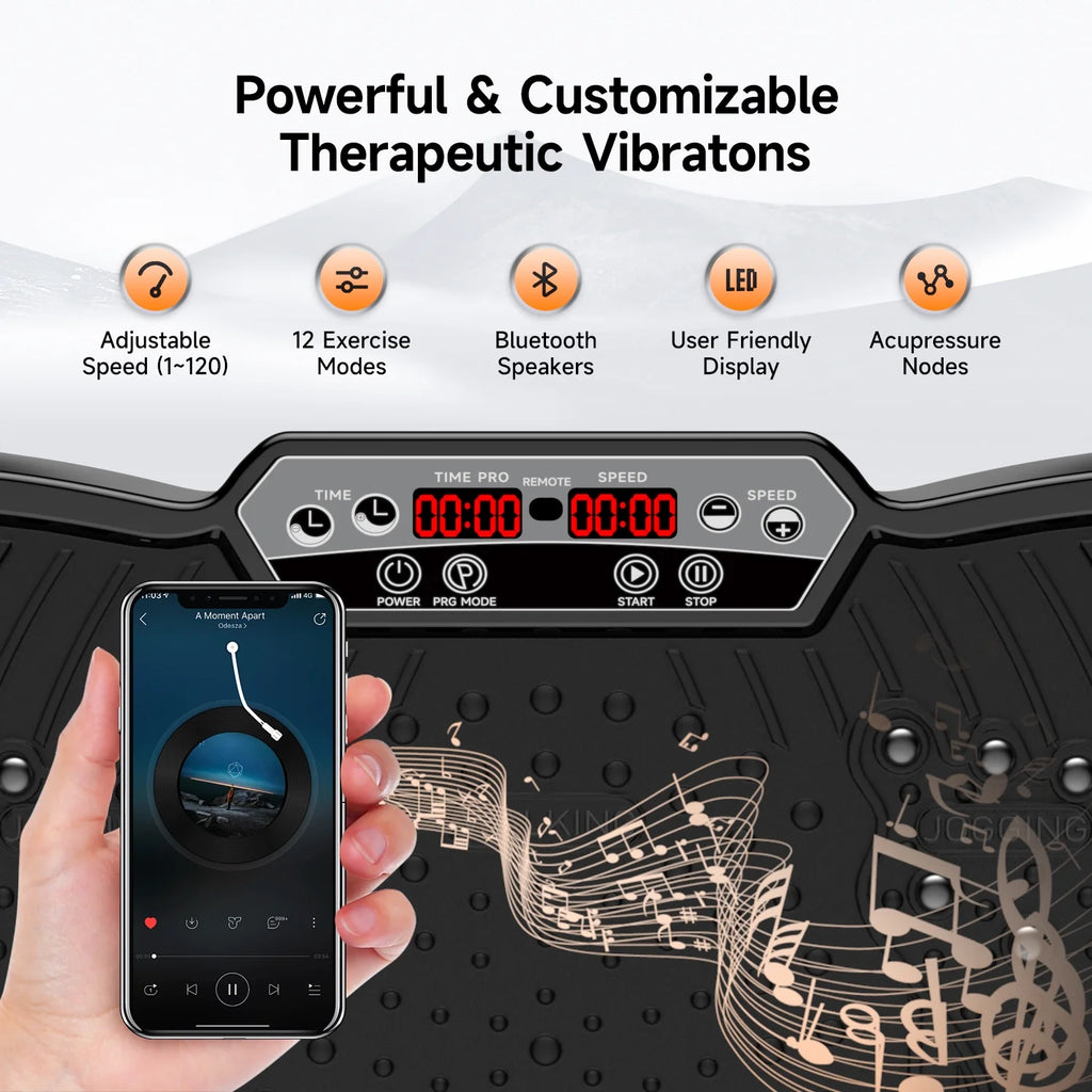 LNOW Full Body Vibration Plate Exercise Machine for Lymphatic Drainage, Muscle Toner with Bluetooth & Massage Pedals, Workout Vibration Platform for Home Fitness 400lbs