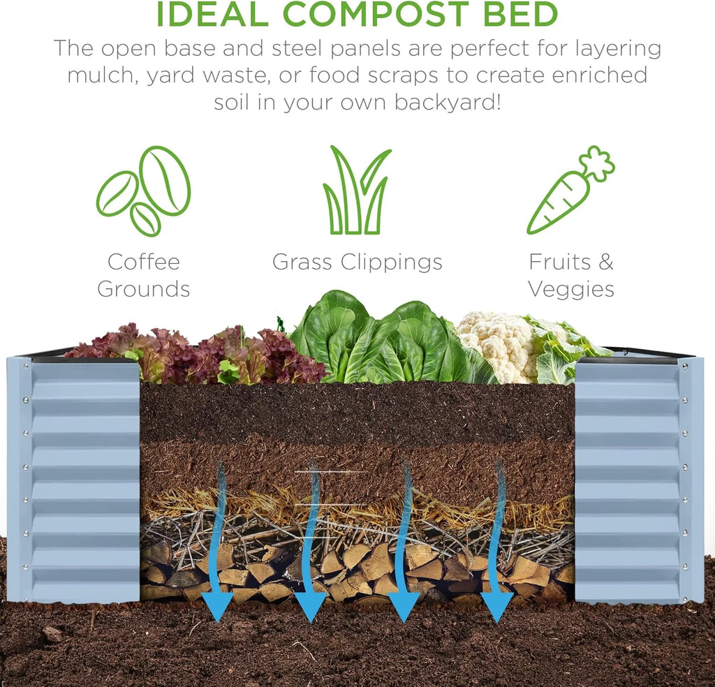 Gloaa 6x3x2ft Outdoor Metal Raised Garden Bed, Deep Root Box Planter for Vegetables, Flowers, Herbs, and Succulents w/ 269 Gallon Capacity Sage Green