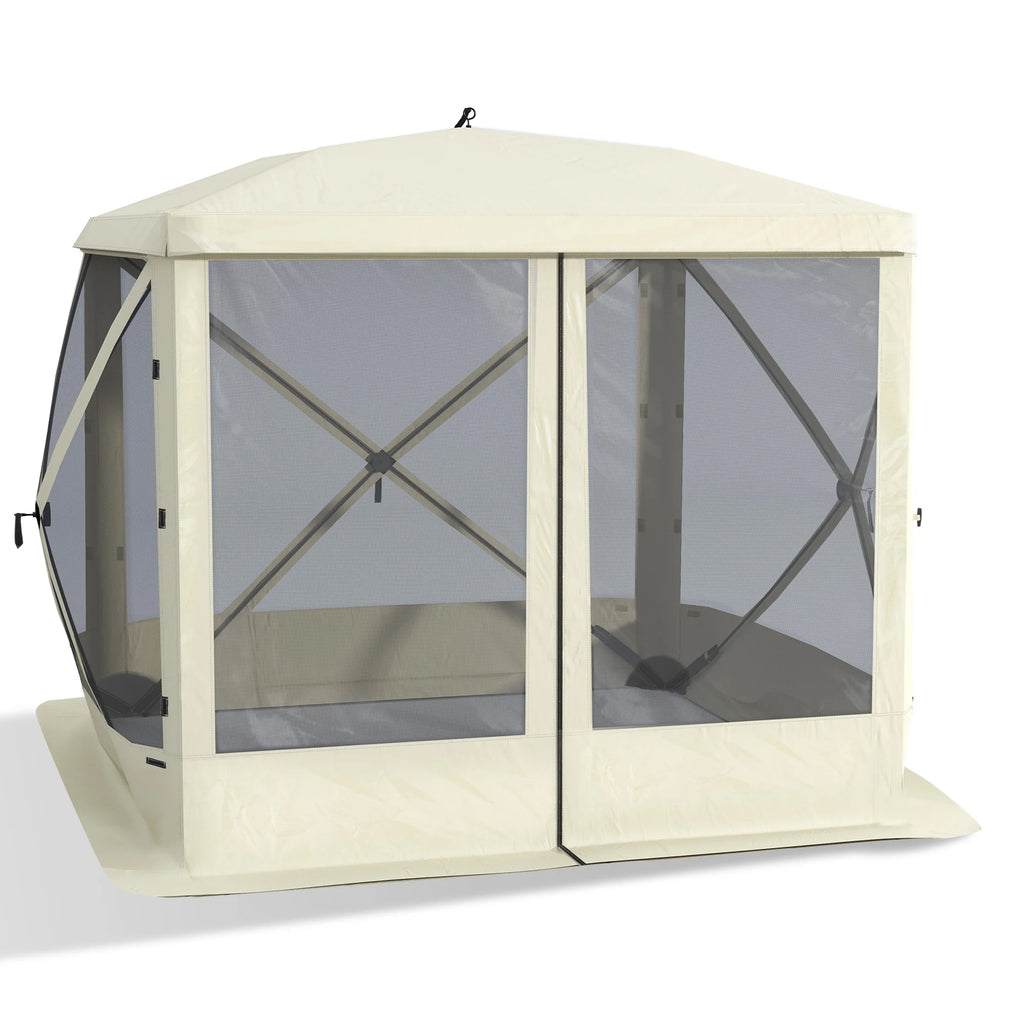 Outsunny Pop Up Camping Canopy Gazebo Screen Shelter Tent with Single Person Easy Set-Up, Ventilating Mesh, Portable Carry Bag for Outdoor Camping Party Event, 7x7FT, Green