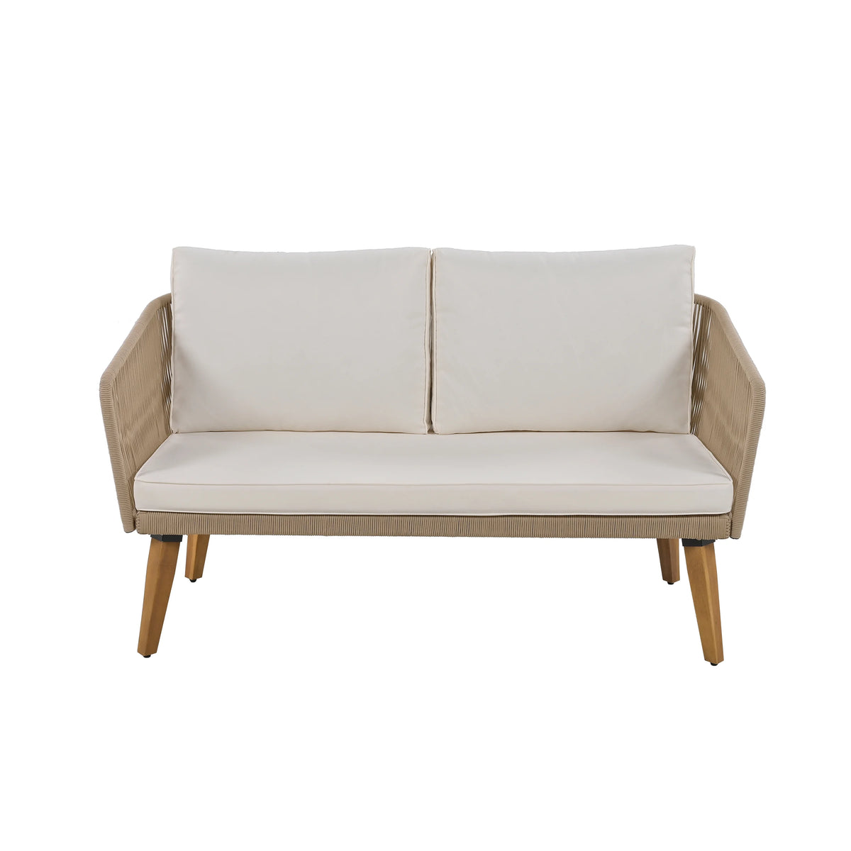 YIYADO 4-piece outdoor sofa set with rattan design, leisure table and chairs with cushions, outdoor sun protection, balcony sofa chair, beige