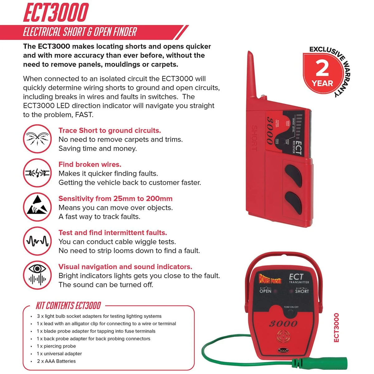 Power Probe PWP-PPECT3000 - ECT3000 Short/Open Electrical Circuit Tester