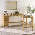 Better Homes & Gardens Lillian Fluted L-Shape Desk, Natural Pine Finish