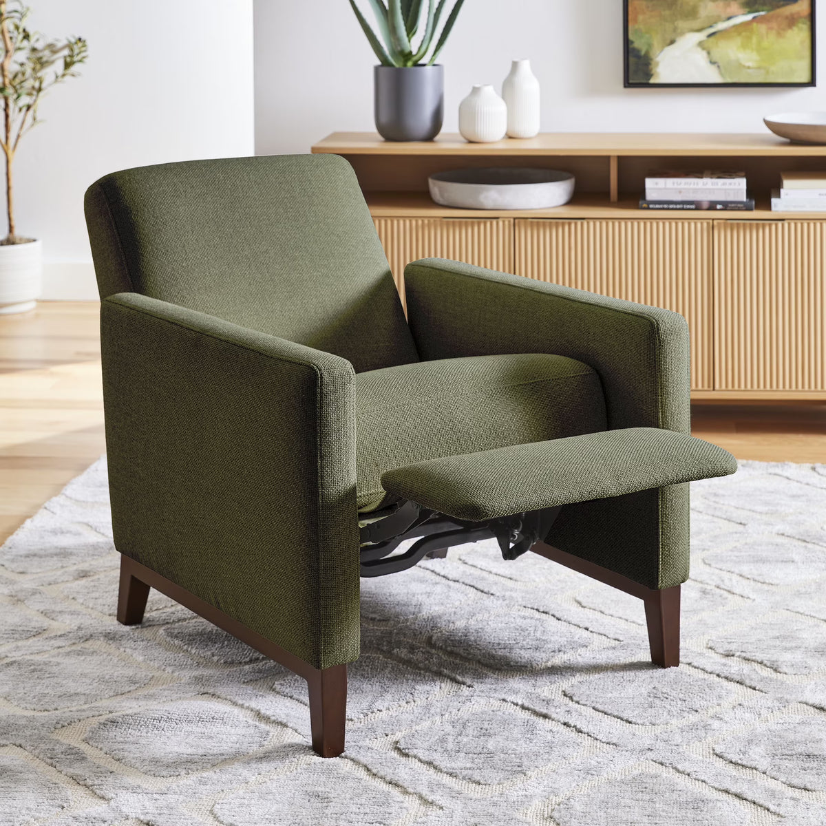Better Homes & Gardens Reading Push Back Recliner, Olive