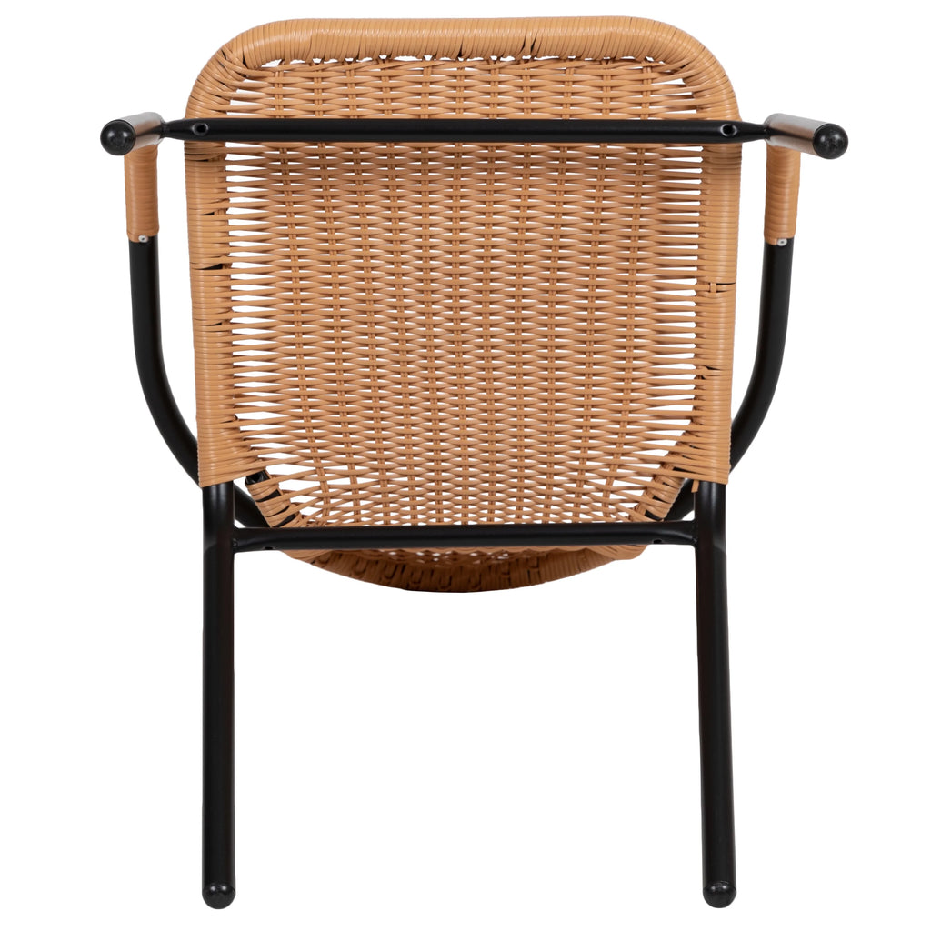 Emma + Oliver Indoor/Outdoor Stacking Rattan Restaurant Patio Chairs, Set of 2, Gray