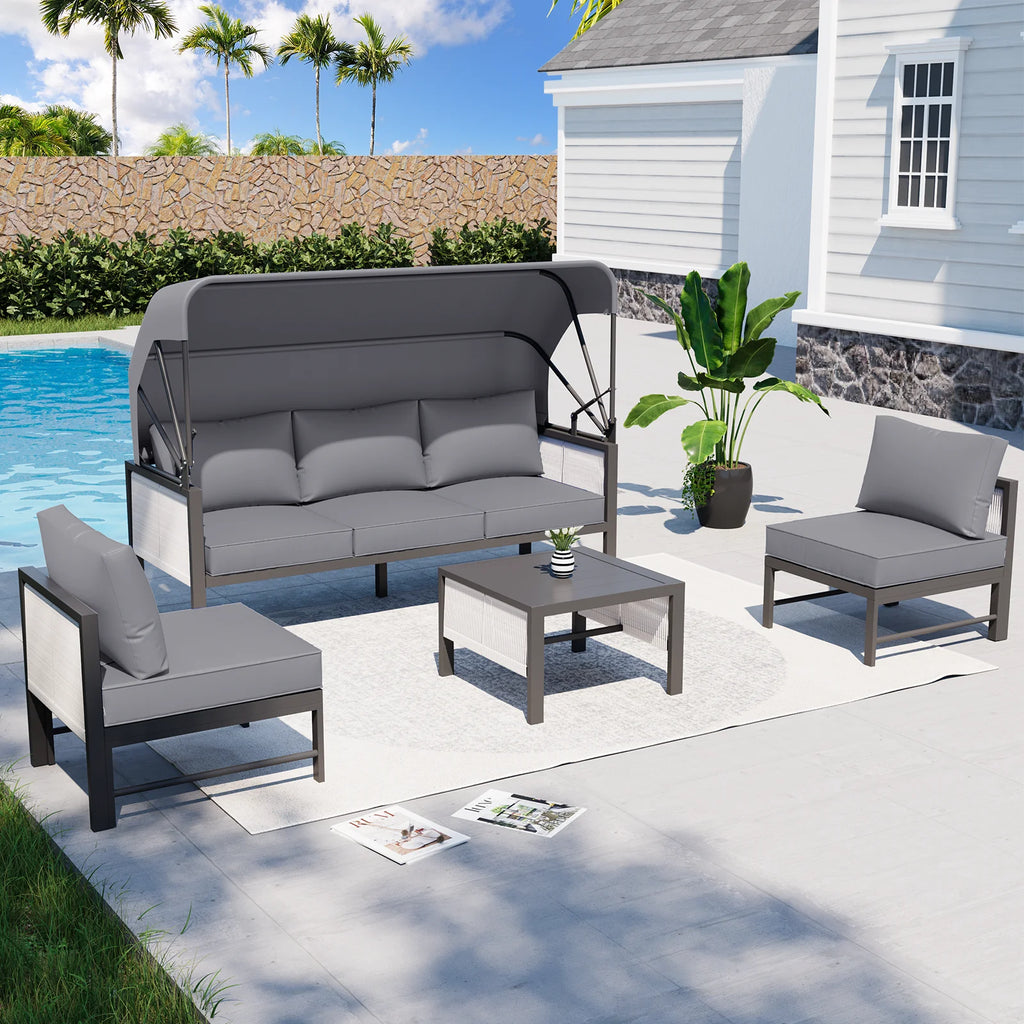 AECOJOY Aluminum Outdoor Furniture Set, 7 Pieces Metal Patio Furniture on sale Outdoor Couch Patio Conversation Set - Light Grey