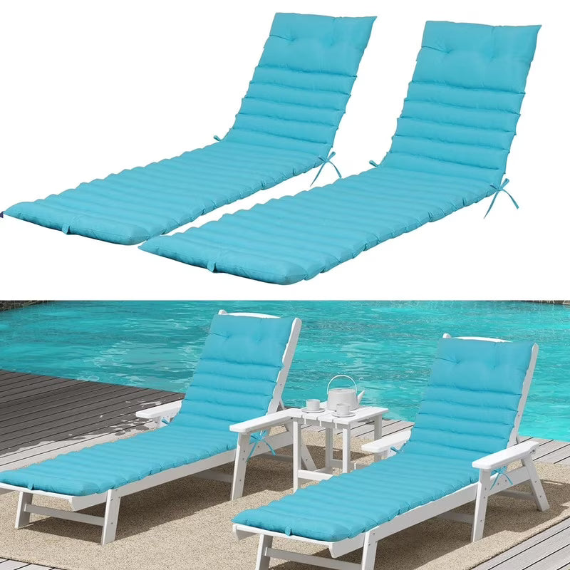 2pcs Outdoor Chaise Lounge Cushions, Waterproof Patio Foldable Chair Cushion for Garden Pool, 73 x 24in Sun Lounger Cushions for Outdoor Furniture Navy blue