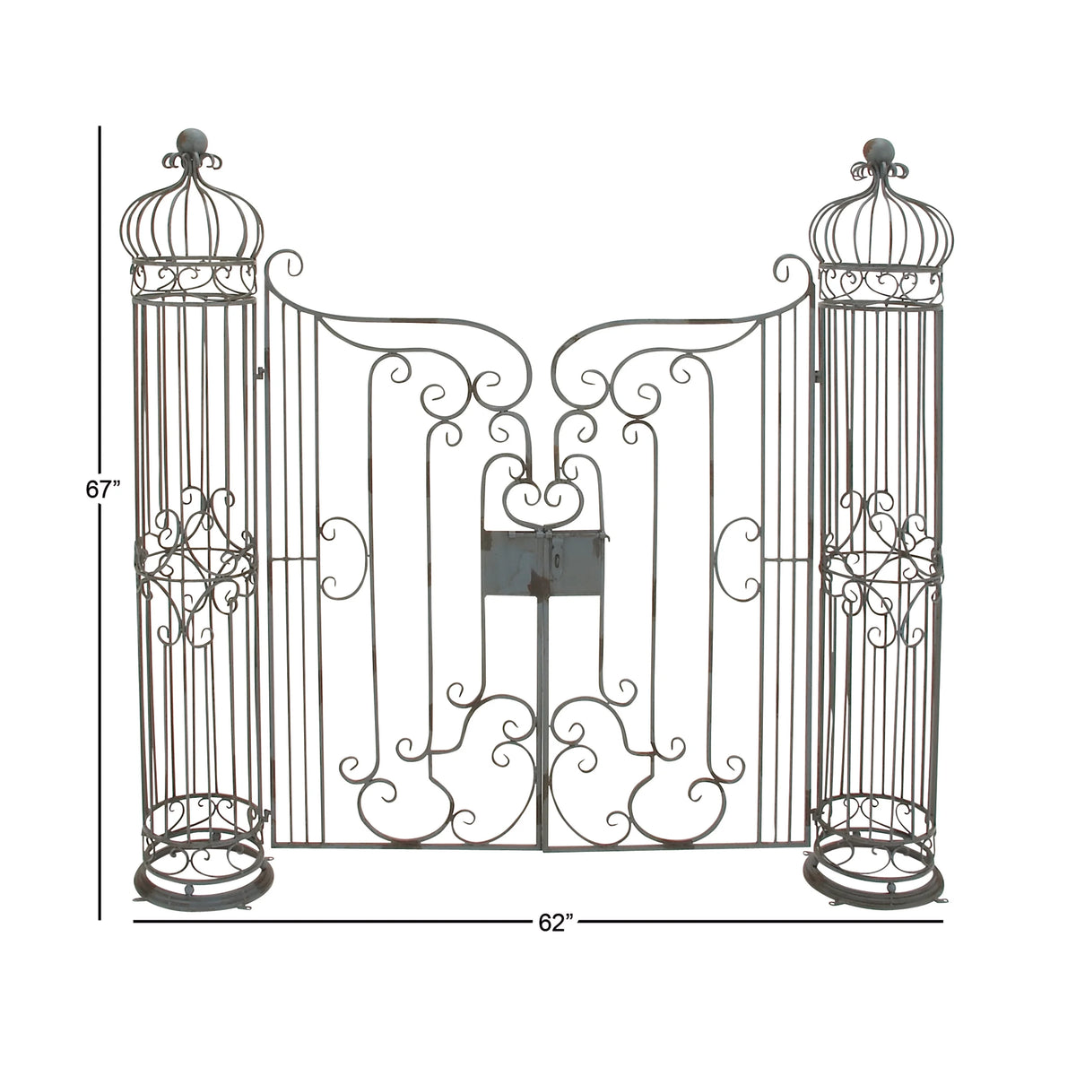 DecMode Traditional Metal Arch with Botanical Design Garden Arbors with Latch Lock Closure, 78"W x 94"H