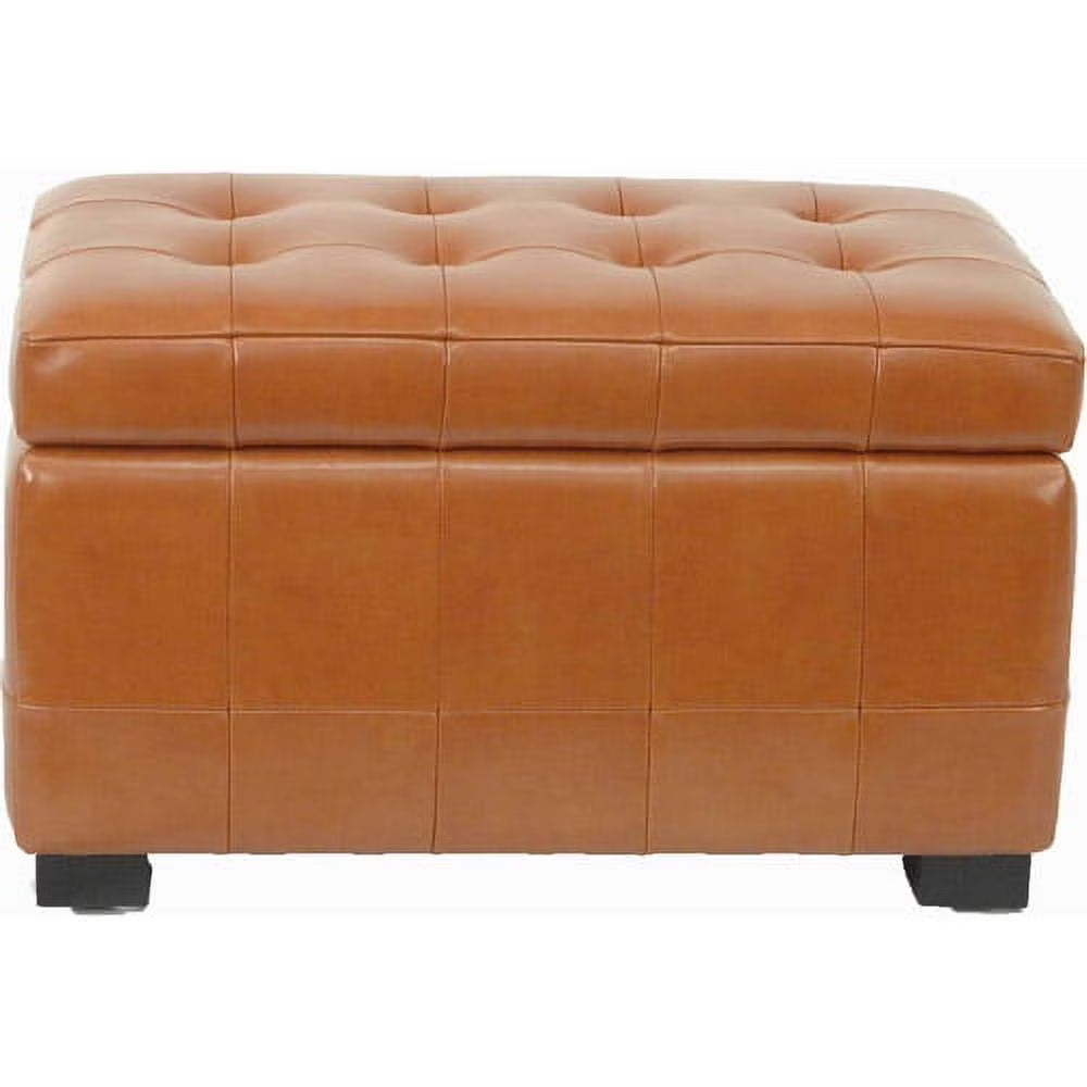 SAFAVIEH Small Manhattan Rustic Tufted Storage Bench, Brown