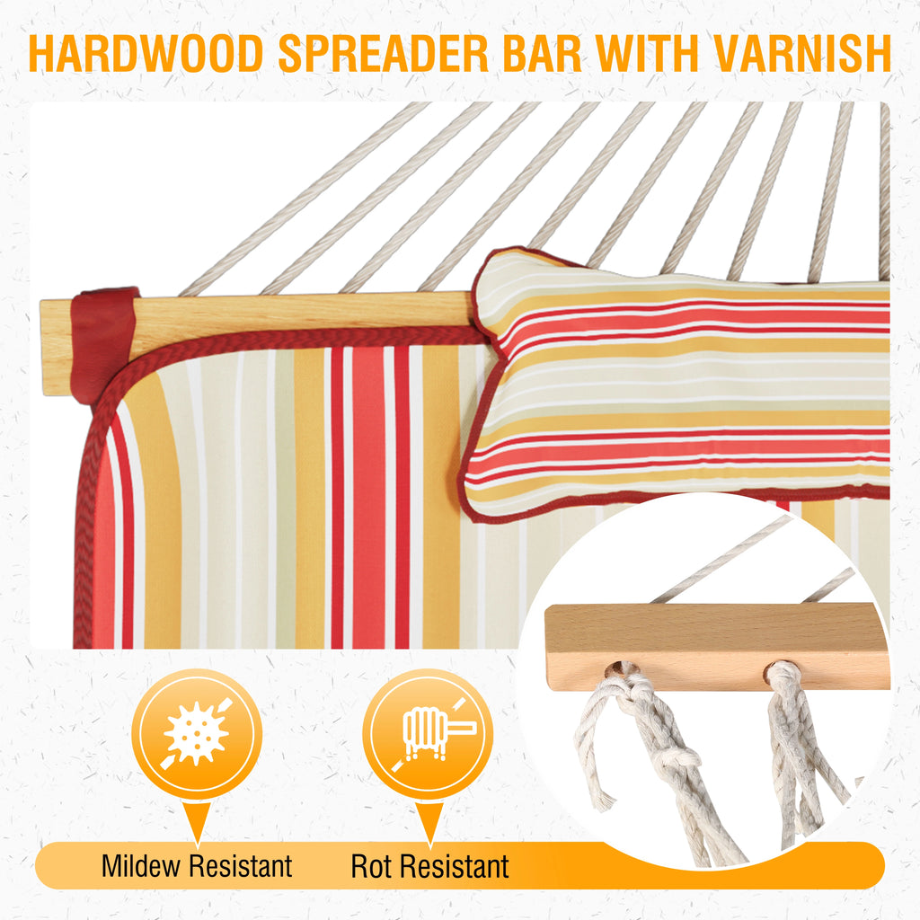 VEIKOUS 2-Person Hammock w/Metal Stand, Detachable Pad & Pillow 450lbs Weight Capacity, White