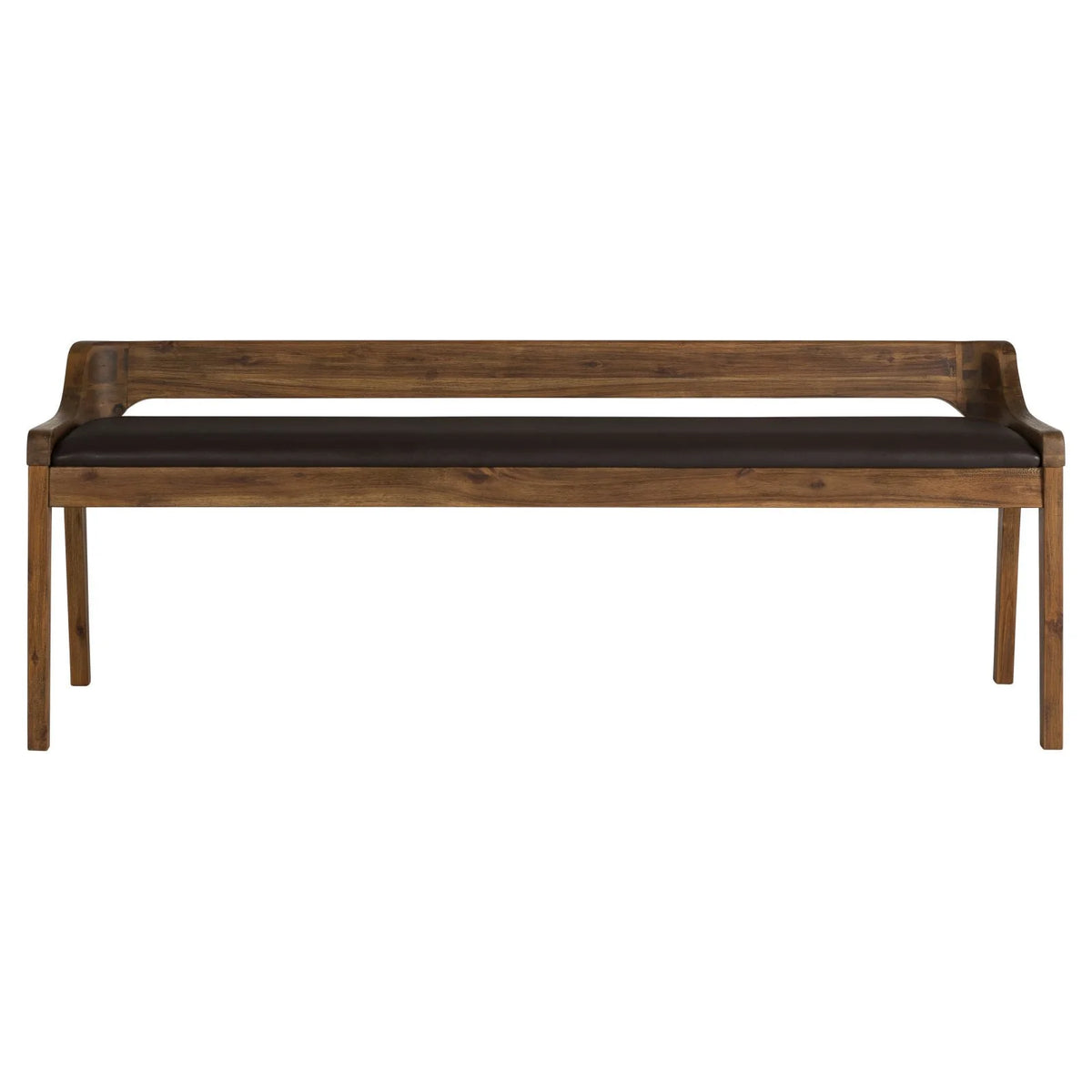 Boraam Rasmus Low Back Faux Leather and Wood Dining Bench, Chestnut Wire-Brush Finish