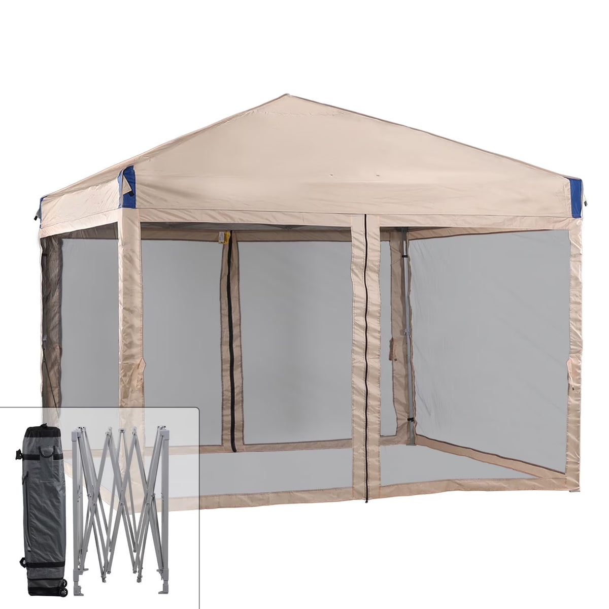 Aoodor 12'x12' Pop Up Canopy with Removable Mesh Sidewalls, Outdoor Portable Instant Shelter Tent-Black