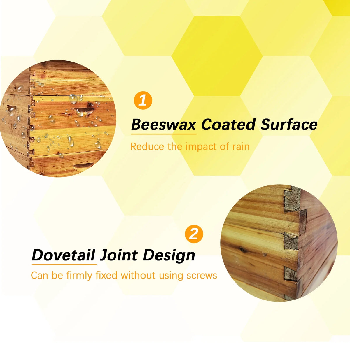 PRIJESSE 5-Layer Bee Hive for Beekeeping - 2 Deep & 3 Medium Boxes with Beeswax Coating, Ventilated Metal Roof (Frames Sold Separately)
