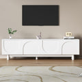 71" Graceful TV Stand with Arch Cabinets Minimalist Media Console for 78" TVs, White Entertainment Center with Solid Wood Legs & Adjustable Shelves