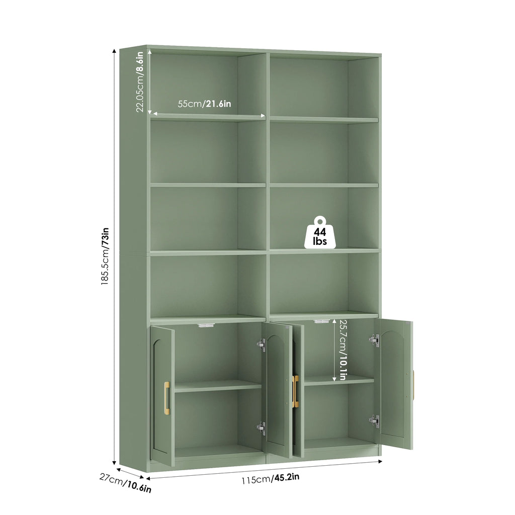 Homfa 73 Tall Bookcases with Doors, 8 Cubes 6-Tier Double Row Bookshelf, White Bookcase for Living Room Home Office