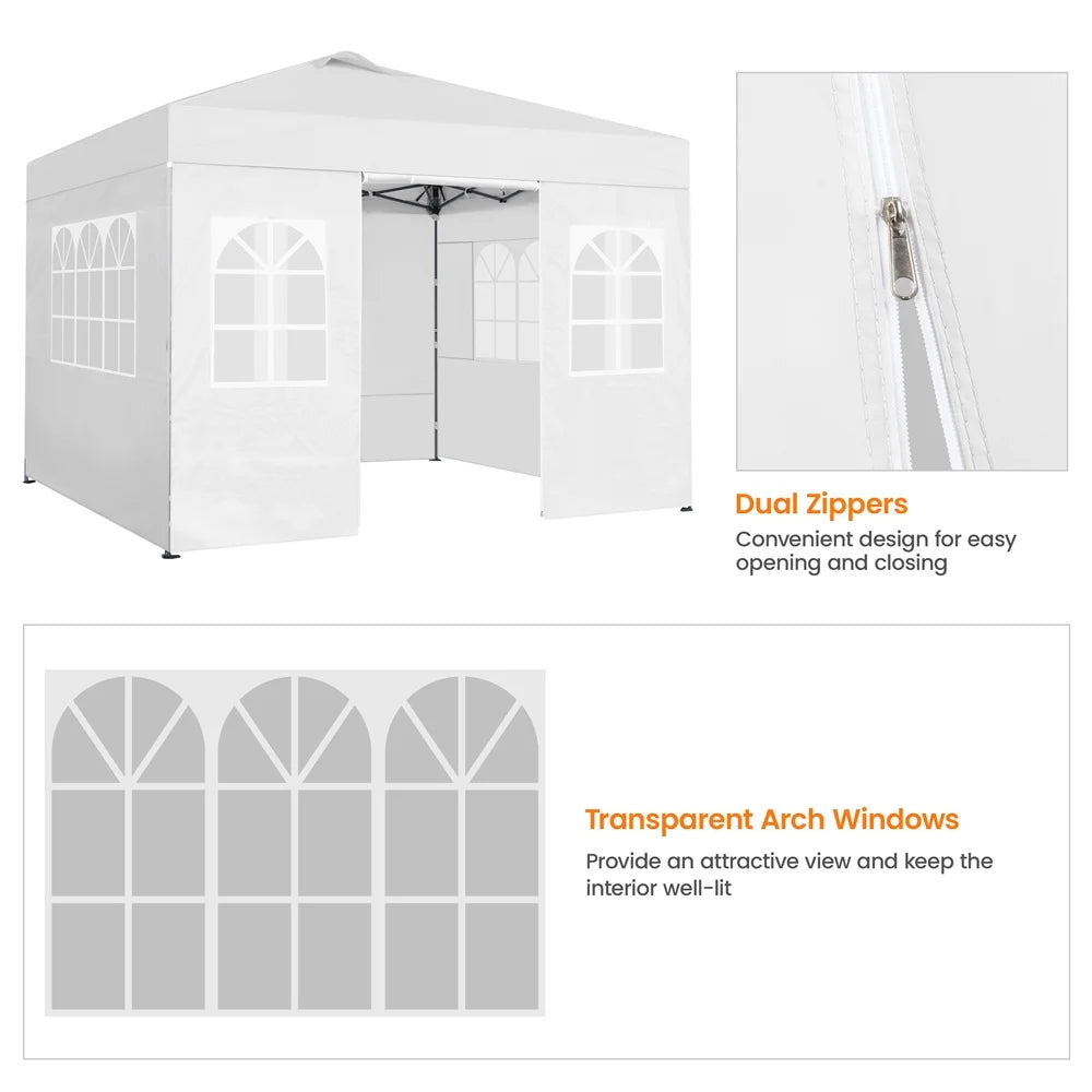 Renwick 10x10 Ft Instant Pop Up Canopy with 4 Side Walls and Roller Bag, White