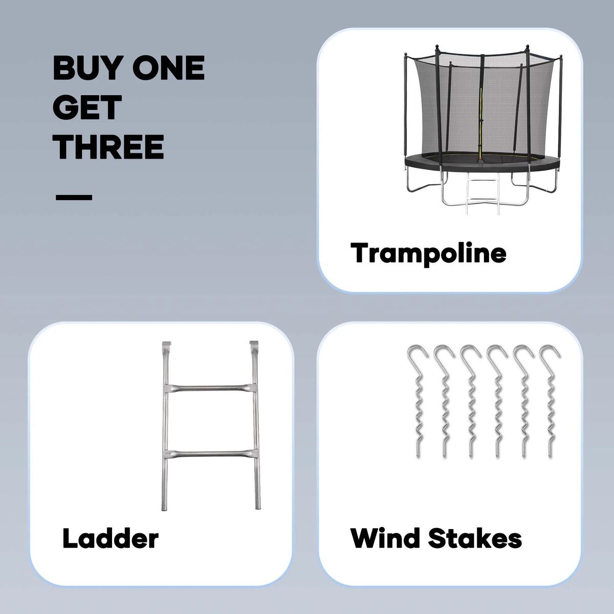 MARNUR 8 FT Trampoline for Kids Max Weight 330 LBS with Ladder, Safety Enclosure, Wind Stakes for Backyards Outdoor