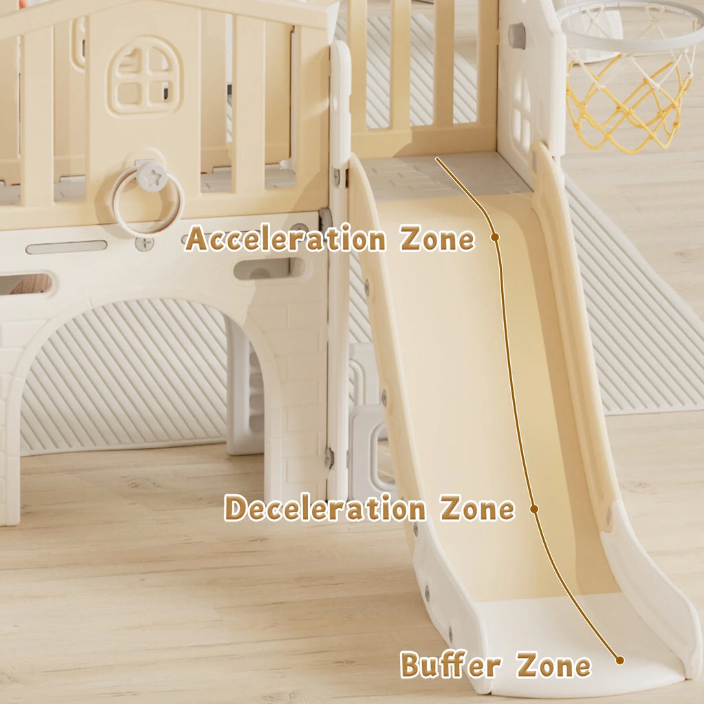 KORIMEFA 9 in 1 Kids Toddler Slide Set, Toddler Climber Slide for Age 1-3 with Basketball Hoop & Ball, Indoor Outdoor Playground Slide, Blue