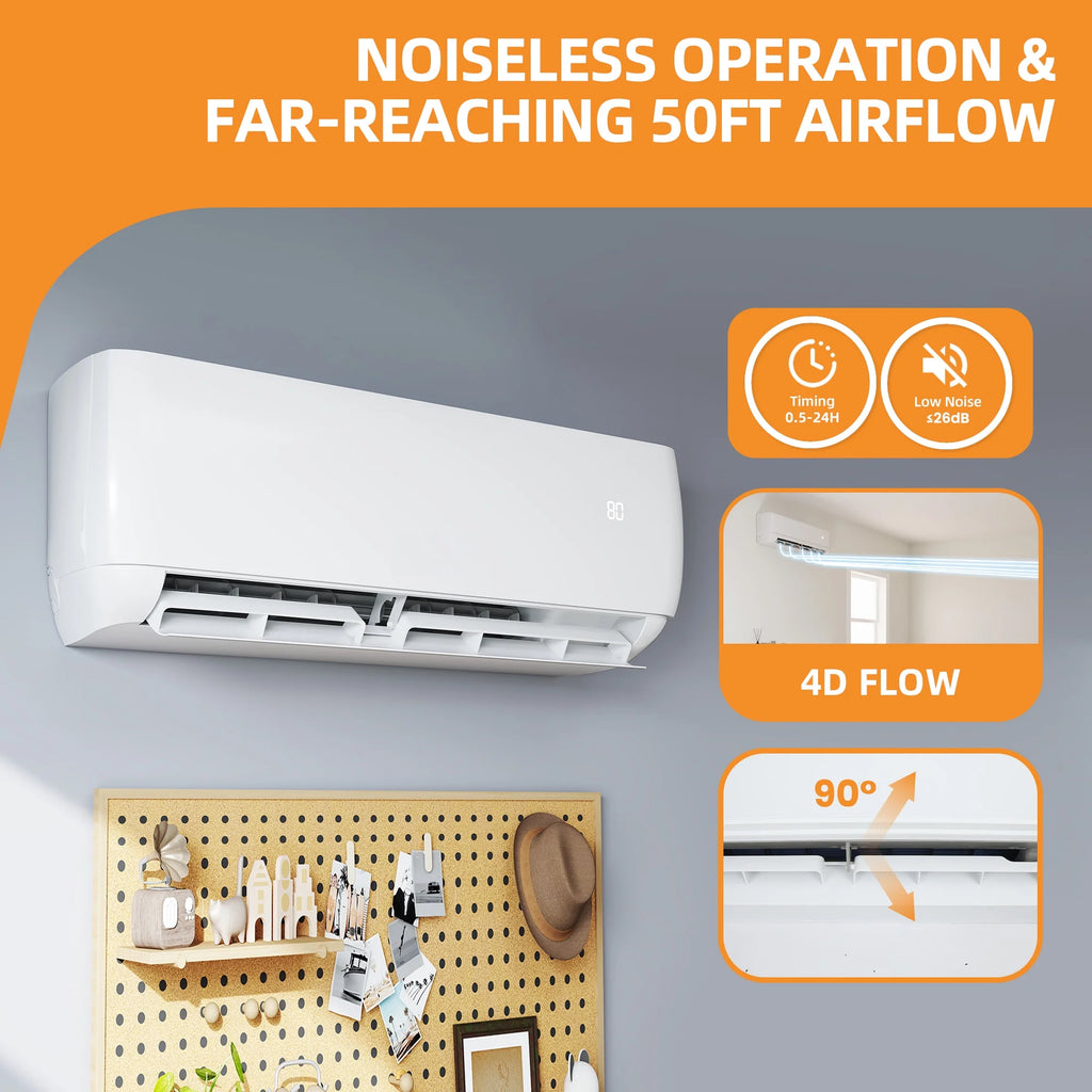 Uforic 12000 BTU Mini Split AC Heat Pump, WiFi, Alexa Compatible, 20 SEER2, Cools 750 Sq.Ft, 115V