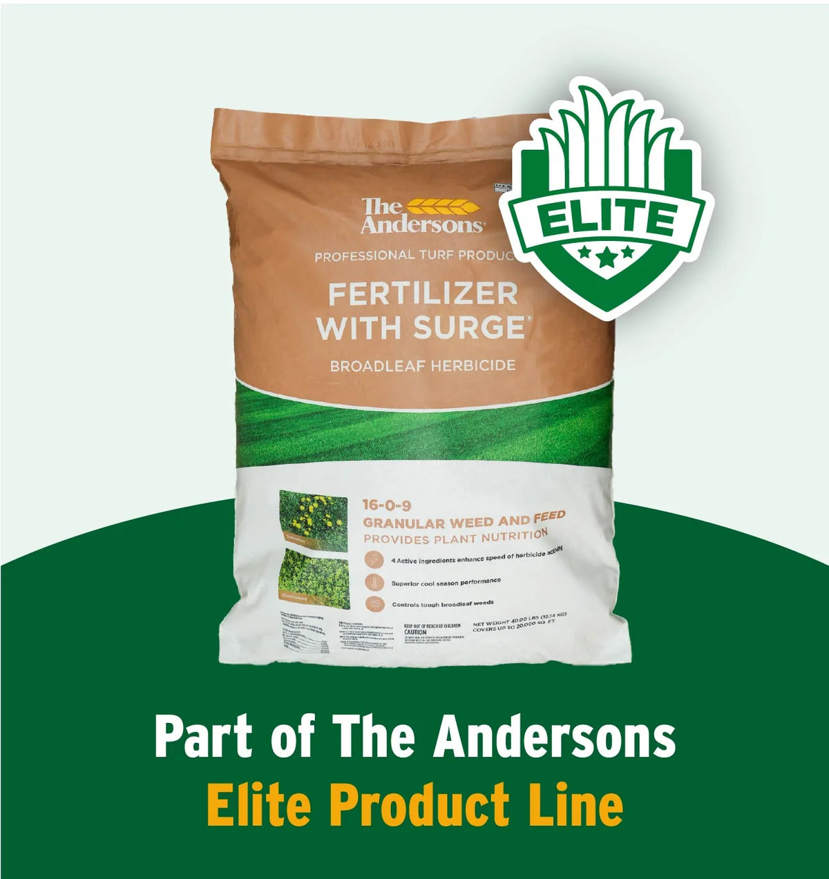 The Andersons Professional Surge Weed and Feed 16-0-9 Post-Emergent Weed Control and Fertilizer - Covers up to 20,000 sq ft (40 lb)