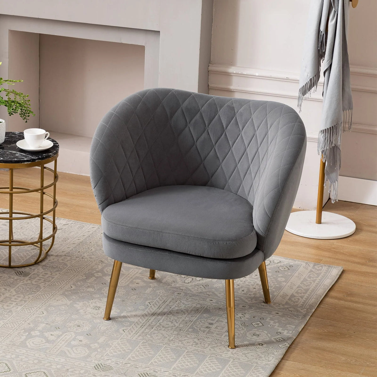 Duhome Accent Chair Single Sofa with Arm Velvet Blue 1 Pcs