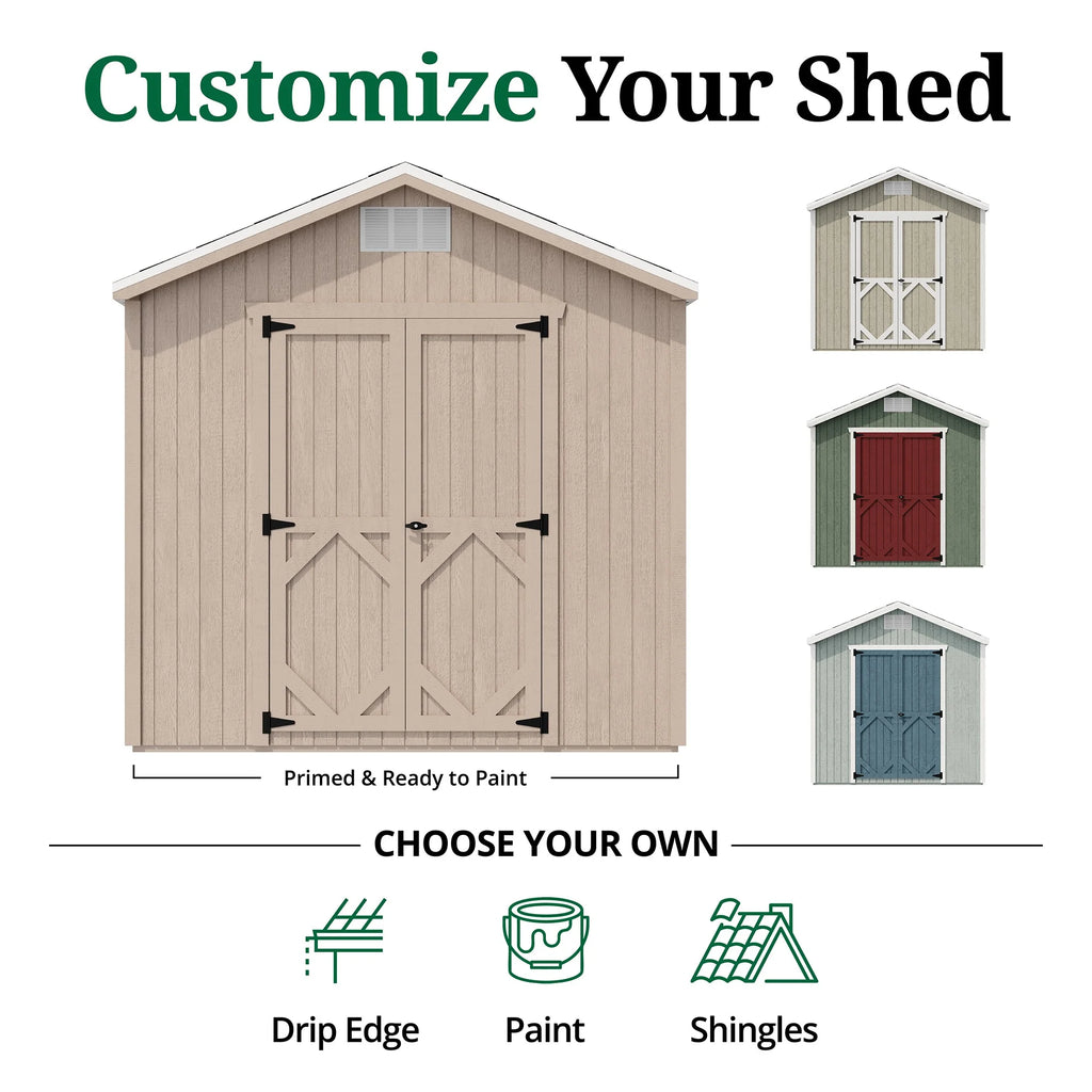Little Cottage Co. 8x8 Classic Gable Shed, Outdoor Wood Storage Shed Do-It-Yourself Precut Kit