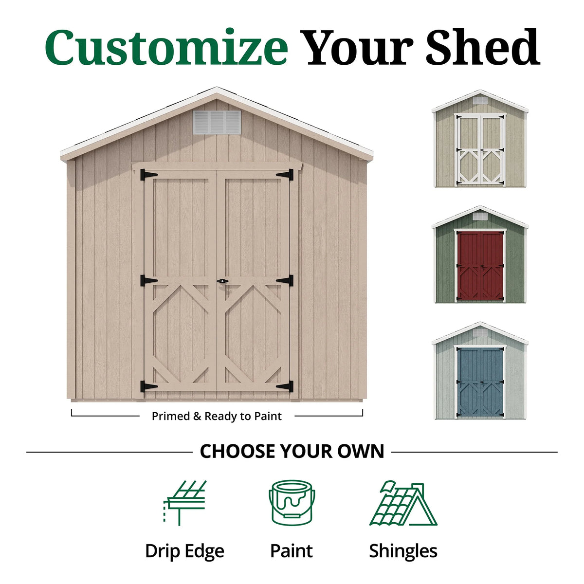 Little Cottage Co. 8x8 Classic Gable Shed, Outdoor Wood Storage Shed Do-It-Yourself Precut Kit
