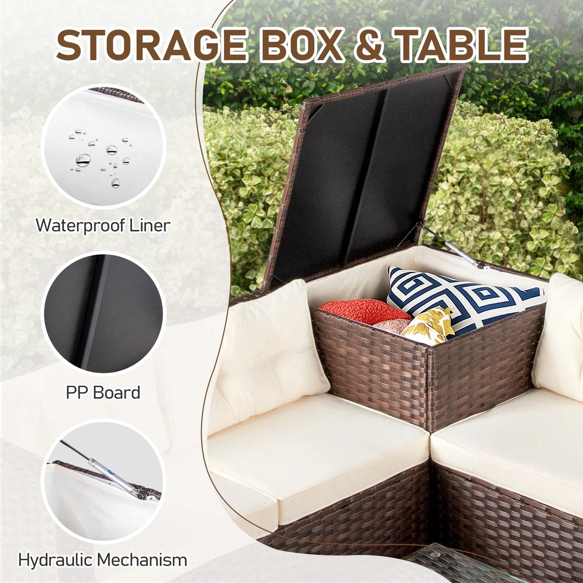 Ktaxon 7-Piece Wicker Patio Furniture Set, Patio Furniture Set with Water Resistant Thick Cushions and Coffee Table, Beige