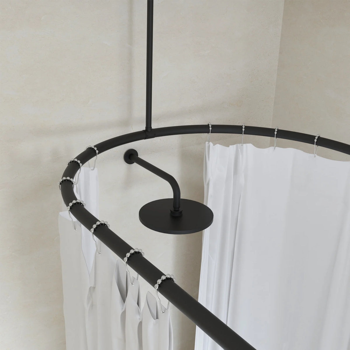 Naiture Stainless Steel Oval Shower Curtain Rod with Ceiling Support for Clawfoot Tub in 48" L X 30" W, Brushed Nickel Finish