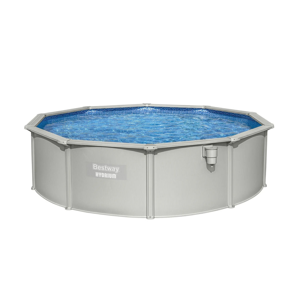 Bestway Hydrium 15' x 48" Steel Wall Above Ground Swimming Pool Set, Gray