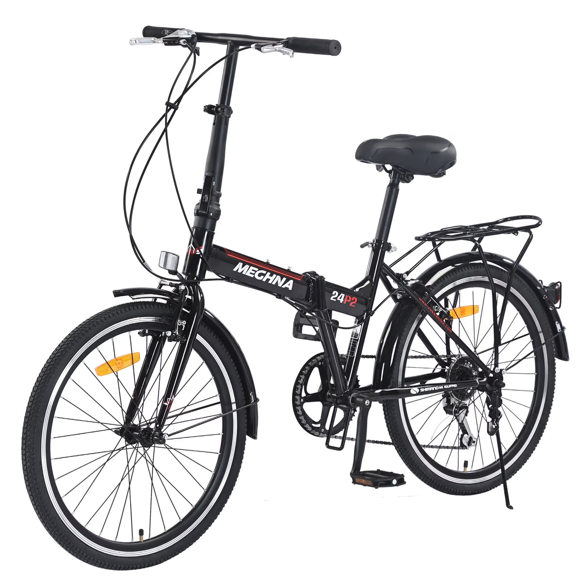 Meghna 24 inch Folding Bike 7 Speed V Brake City Commuter for Men Women Daily Commuting Black