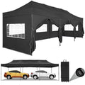 COBIZI 10'x30' Heavy Duty Pop Up Canopy Tent Outdoor Shelter Instant Commercial Tent with 8 Removable Sidewalls, 3 heigh Adjustable Gazebo with Wheeled Bag, Black