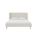 Novogratz Holly Upholstered Wingback Bed, Queen, Ivory Velvet