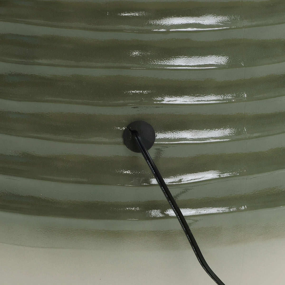 LuxenHome 20" Resin Lighted Garden Bubbling Water Fountain with Emerald Ribbed Top and Ivory Bottom