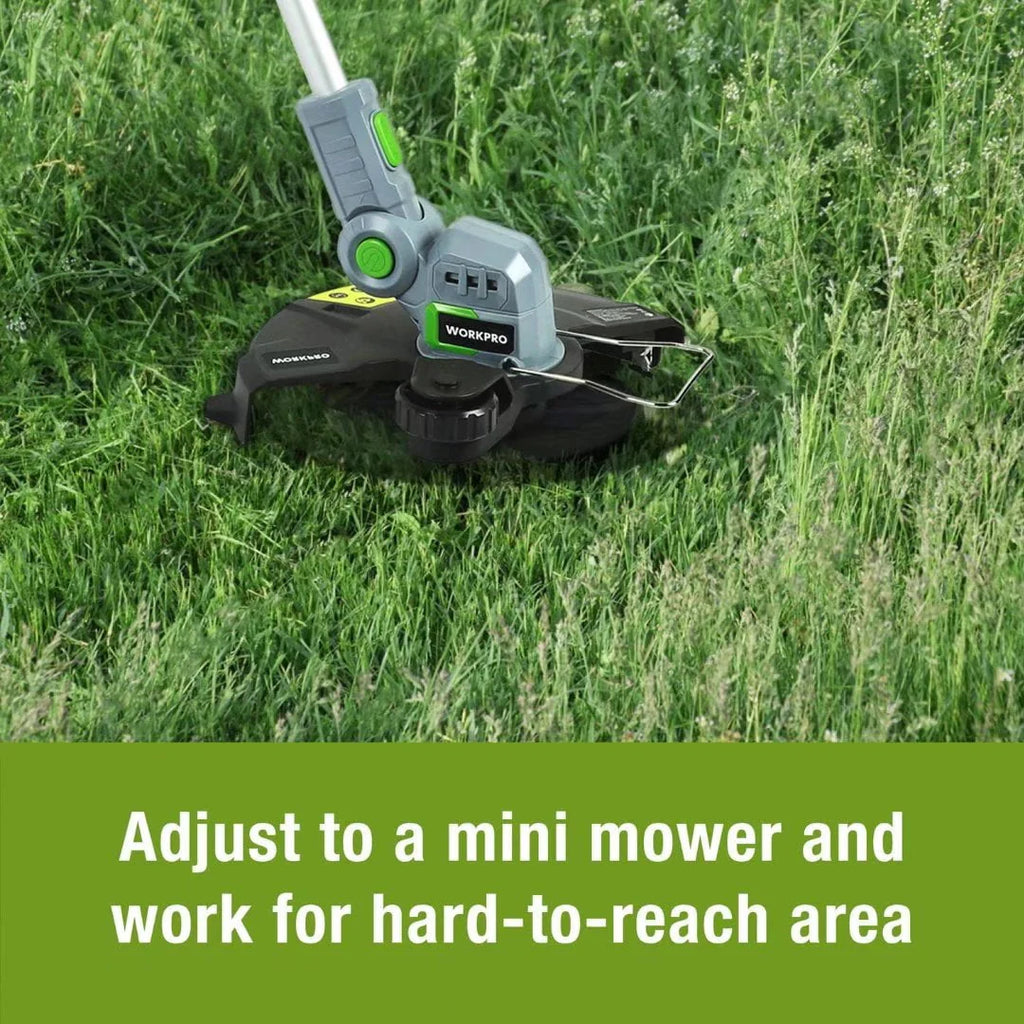WORKPRO 20V Cordless String Trimmer/Edger, 12-inch, Power Tool with 2Ah Lithium-Ion Battery, 1 Hour Quick Charger, 16.4ft Trimmer Line Included