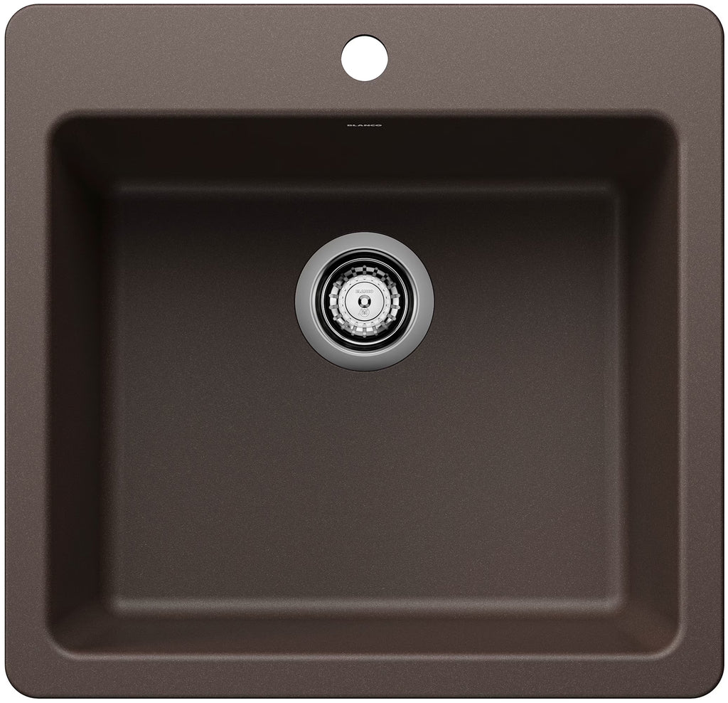 Blanco 443227 21 in. Liven Silgranti Single Bowl Dual Mount Kitchen Sink - Anthracite