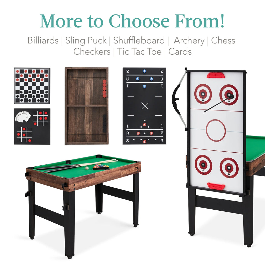 Best Choice Products 13-in-1 Combo Game Table Set w/ Ping Pong, Foosball, Basketball, Hockey, Archery - Natural
