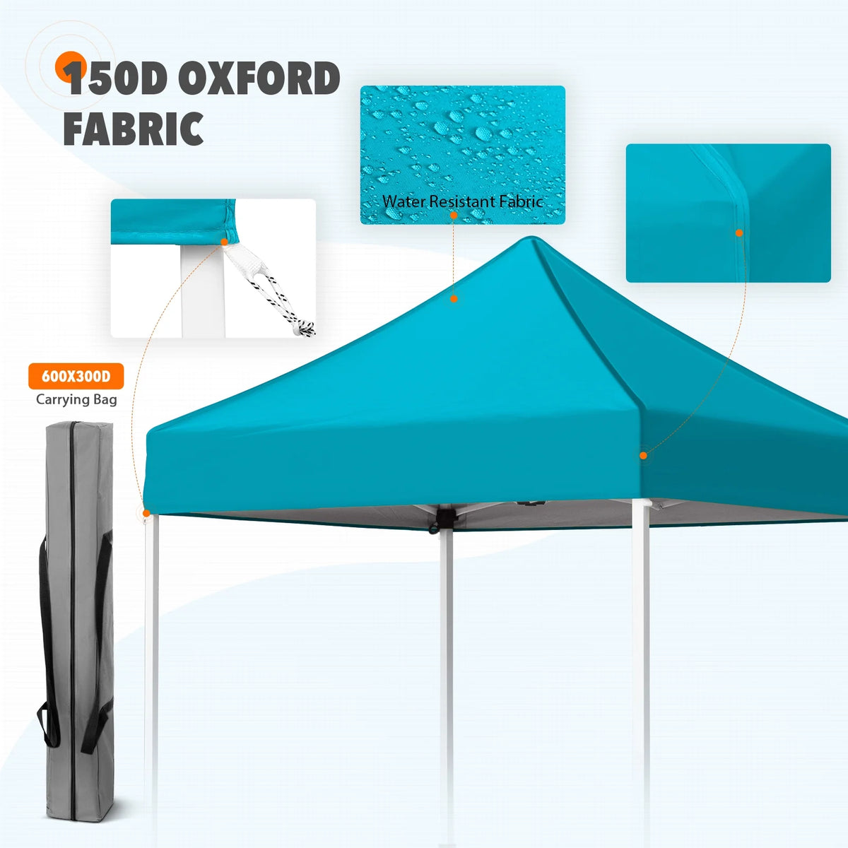EAGLE PEAK 5x5 Pop Up Canopy Tent Instant Outdoor Canopy Easy Set-up Straight Leg Folding Shelter（Blue）