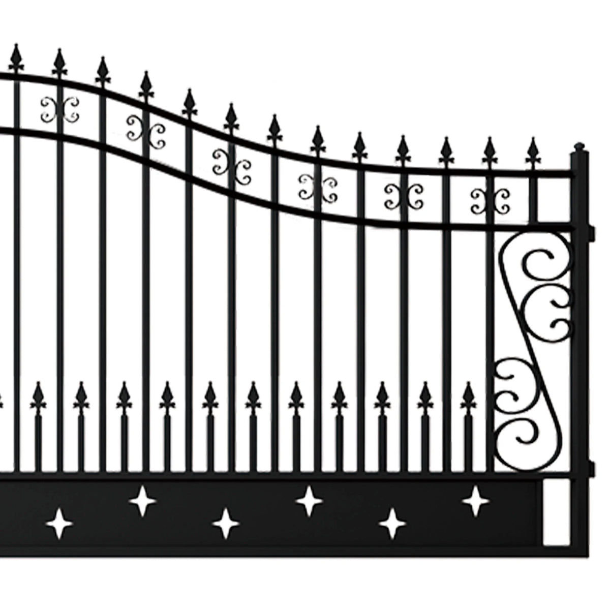 Outdoor Dual Swing Wrought Iron Gate for Driveway, Security Gate, Outdoor Fence Gate, Vienna Style for Yard, Backyard Patio 20'Star