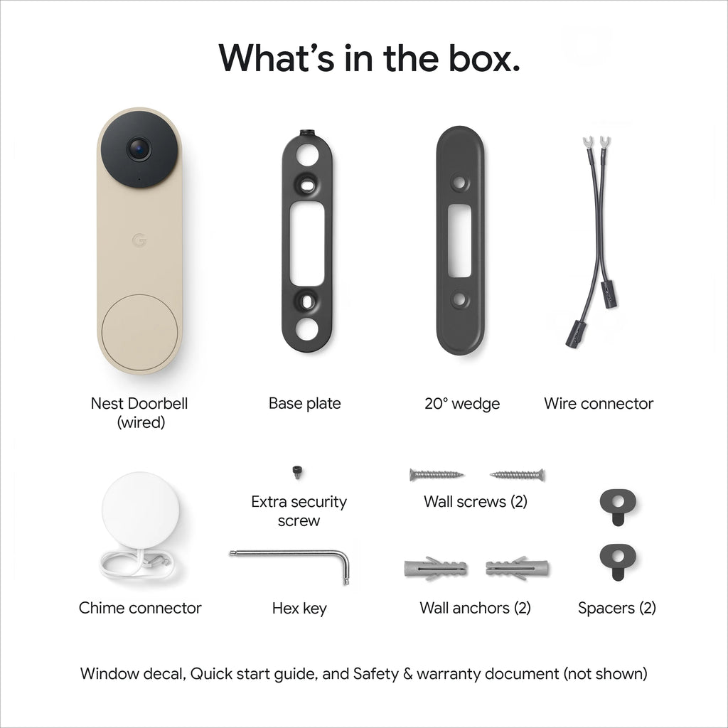 Google Nest Doorbell (Wired, 3rd Gen) - Video Doorbell Camera with 2K Video - Works with Google Home - With Gemini - Linen