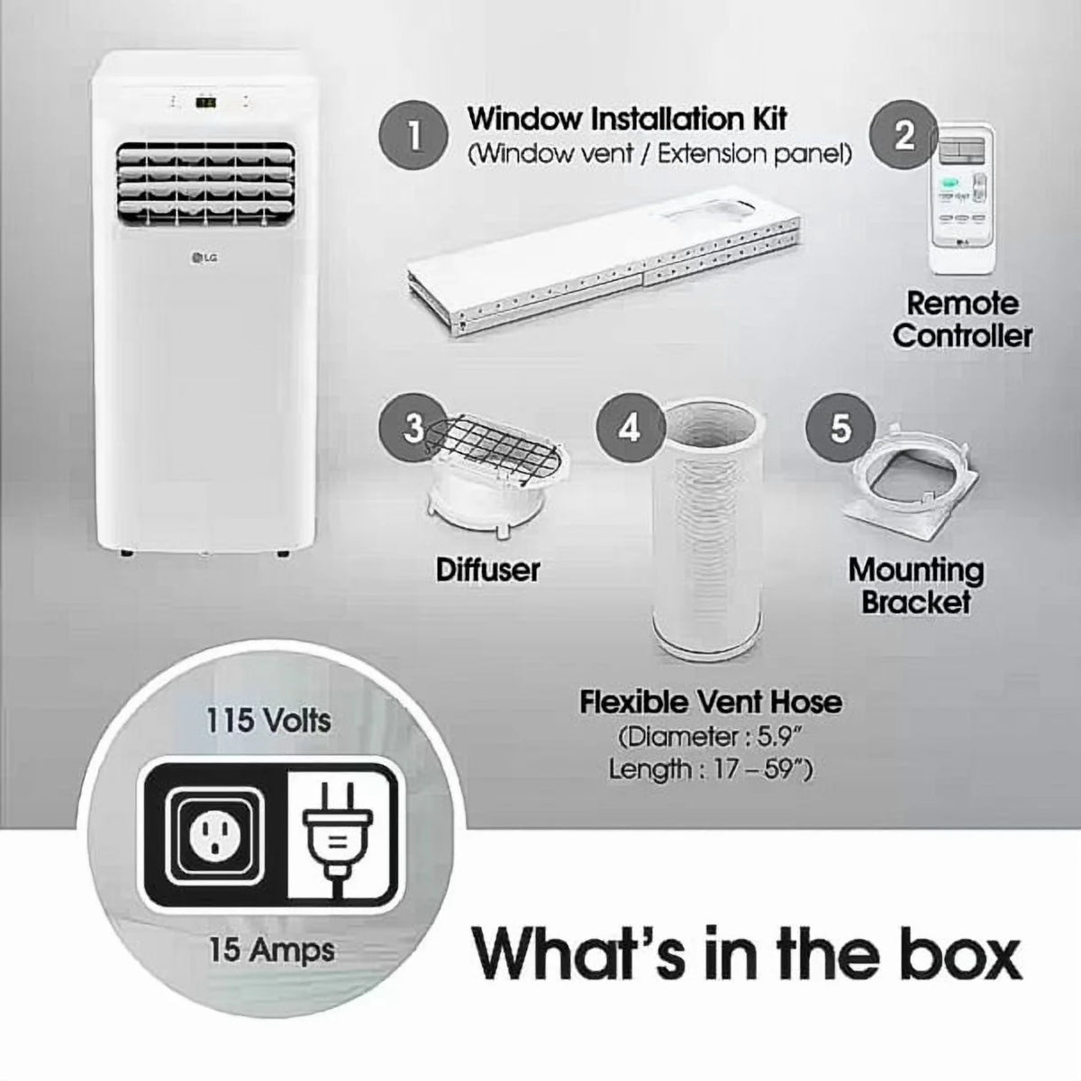LG 6,000 BTU Portable Air Conditioner with Dehumidifier, LCD Remote, Cools 250 Sq. Ft, 3-in-1 AC, Fan, & Dehumidifier Easy Setup & Washable Filter