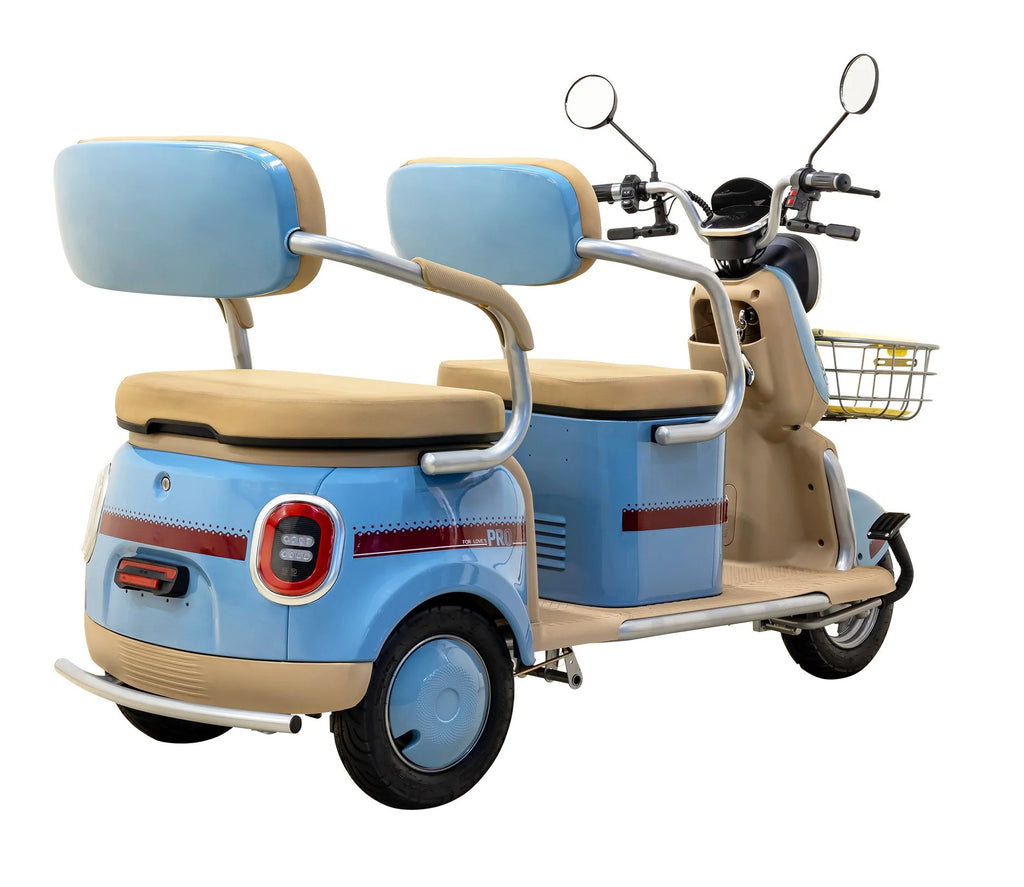 Massimo MGC E-Trike 3-Wheel Electric Cart 17 MPH, 2-Seater Adult Scooter Blue