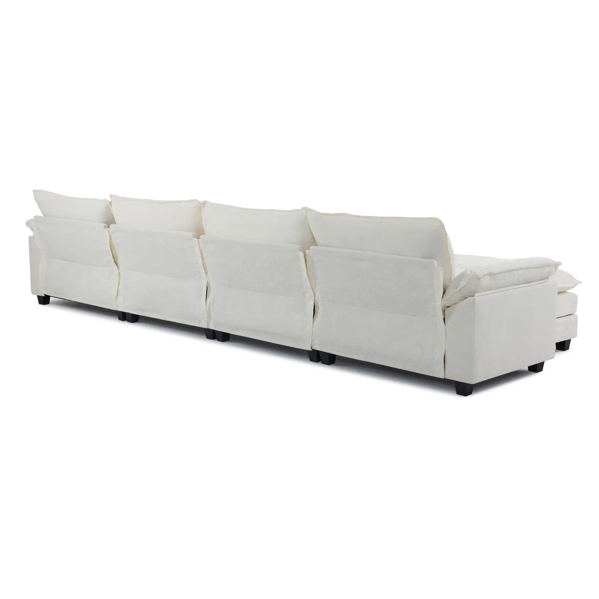 Zimtown Sectional Sofa with Ottoman, L Shaped Convertible Couch with Removable Chaise Chenille Fabric Sofa Set for 4-6 Persons Living Room Furniture Dark Grey