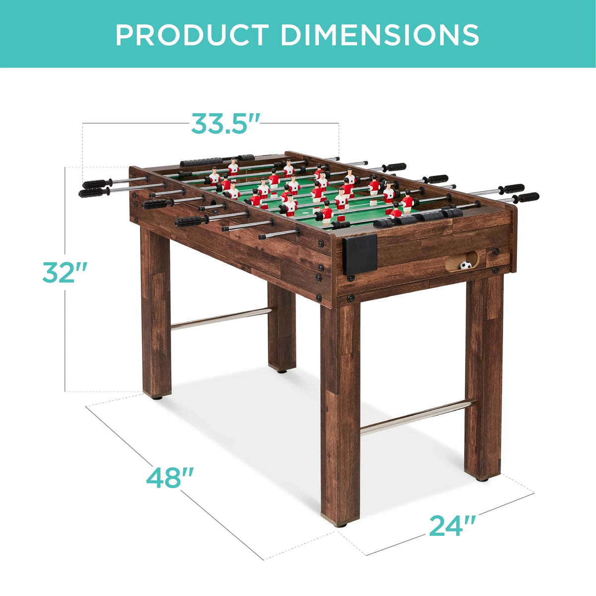Best Choice Products 48in Competition Sized Foosball Table for Home, Game Room w/ 2 Balls, 2 Cup Holders - Light Brown