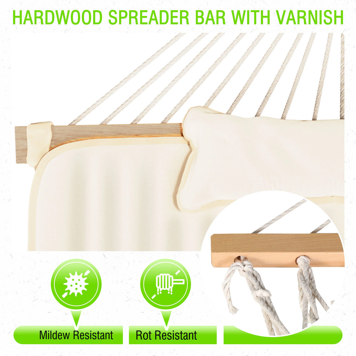 VEIKOUS 2-Person Hammock w/Metal Stand, Detachable Pad & Pillow 450lbs Weight Capacity, White